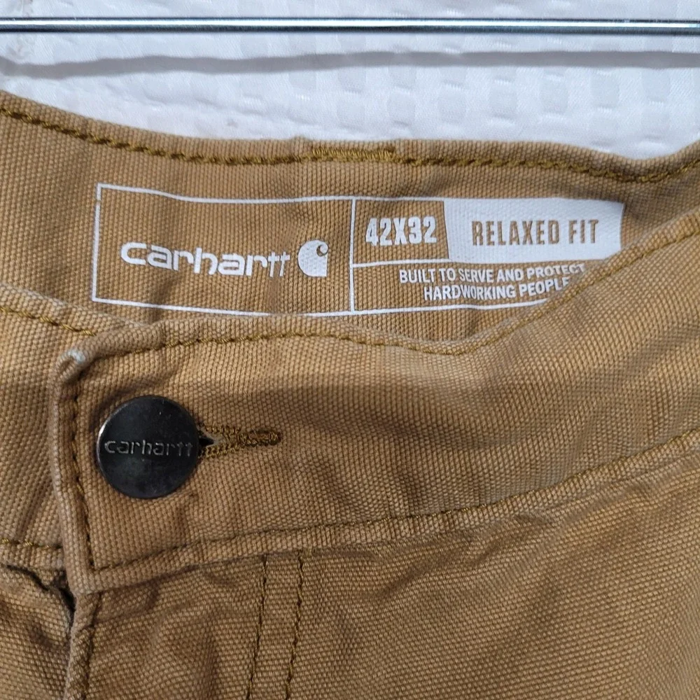 Carhartt Relaxed Fit Canvas Work Pants Mens 42x32 Brown Duck Carpenter‎ Trousers